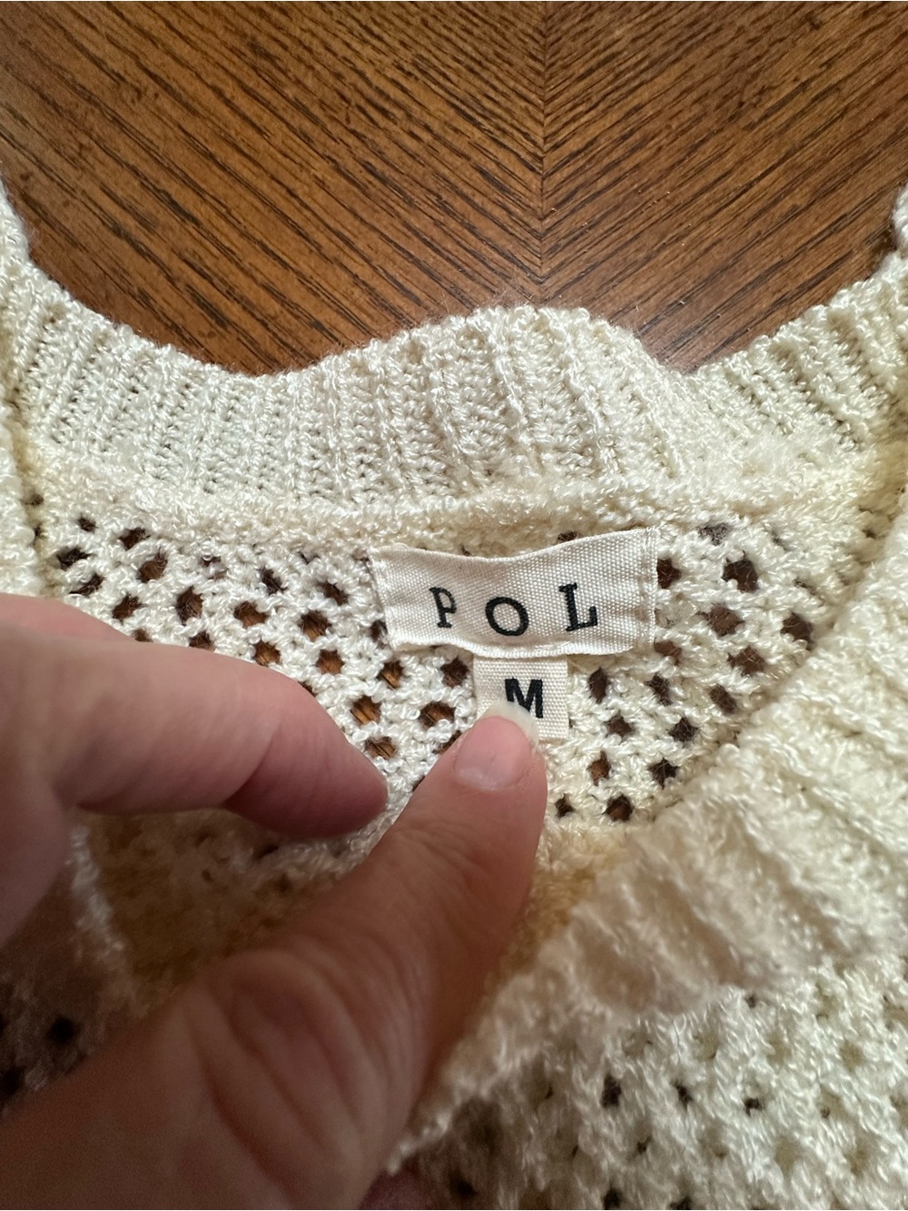 POL Cream Crochet-Sleeve Sweater with Multicolor Granny Squares - Picture 6 of 10